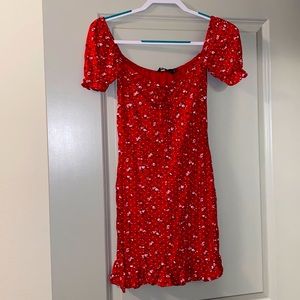 Red floral bodycon mini dress